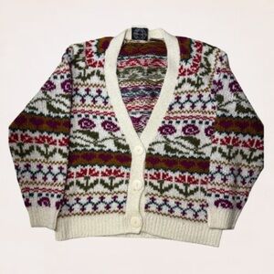 Vintage Floral Cardigan Sweater Size Large